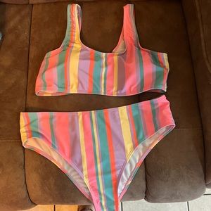 Color block stripe bikini